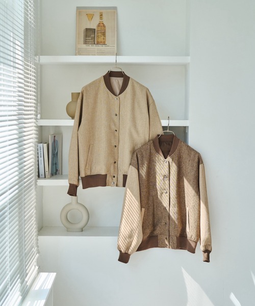 unclip（アンクリップ）の「ツィードブルゾン（ブルゾン・レディース・ベージュ/ブラウン・LARGE/MEDIUM）」の5枚目の写真
