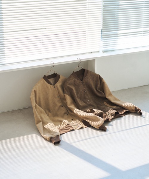 unclip（アンクリップ）の「ツィードブルゾン（ブルゾン・レディース・ベージュ/ブラウン・LARGE/MEDIUM）」の4枚目の写真