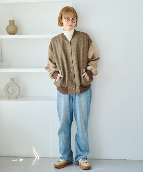 unclip（アンクリップ）の「ツィードブルゾン（ブルゾン・レディース・ベージュ/ブラウン・LARGE/MEDIUM）」の16枚目の写真