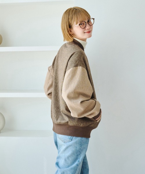 定価4.3万　OBLI オブリ　グロングランジャケット　ブルゾン　ベージュ Gready Brilliantサテンボリュームブルゾン | SEKIMIKI Online