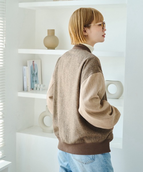 unclip（アンクリップ）の「ツィードブルゾン（ブルゾン・レディース・ベージュ/ブラウン・LARGE/MEDIUM）」の12枚目の写真