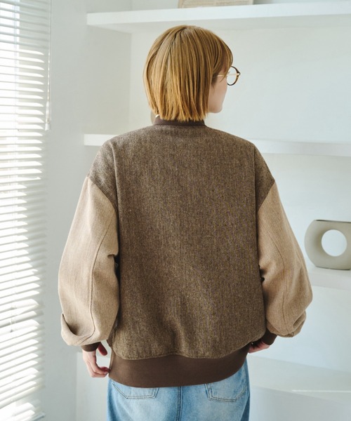 unclip（アンクリップ）の「ツィードブルゾン（ブルゾン・レディース・ベージュ/ブラウン・LARGE/MEDIUM）」の14枚目の写真