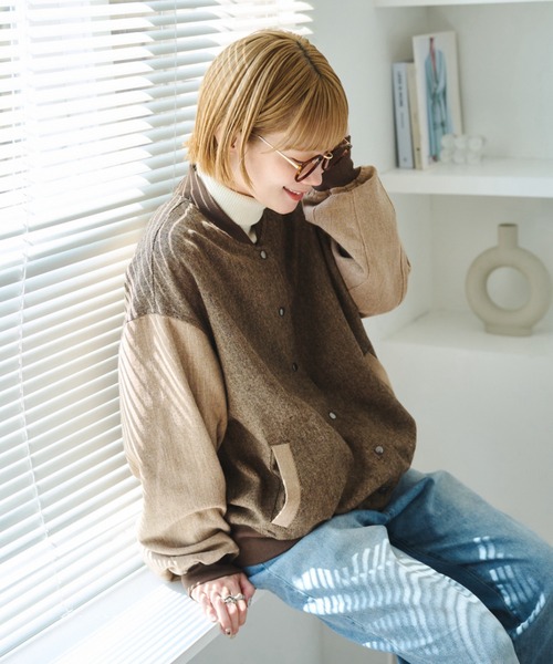 unclip（アンクリップ）の「ツィードブルゾン（ブルゾン・レディース・ベージュ/ブラウン・LARGE/MEDIUM）」の9枚目の写真