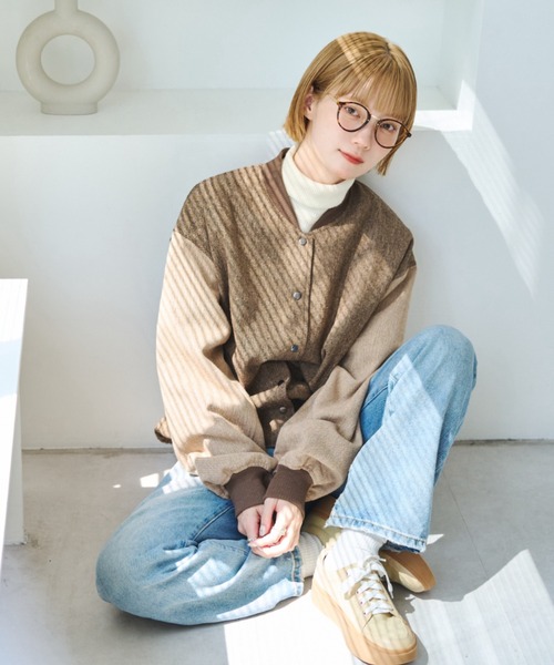 unclip（アンクリップ）の「ツィードブルゾン（ブルゾン・レディース・ベージュ/ブラウン・LARGE/MEDIUM）」の7枚目の写真