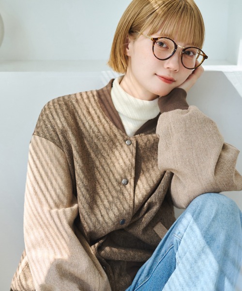 unclip（アンクリップ）の「ツィードブルゾン（ブルゾン・レディース・ベージュ/ブラウン・LARGE/MEDIUM）」の10枚目の写真