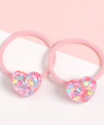 apres les cours | カラフルラメハートミニヘアゴム2個セット(ヘアゴム)