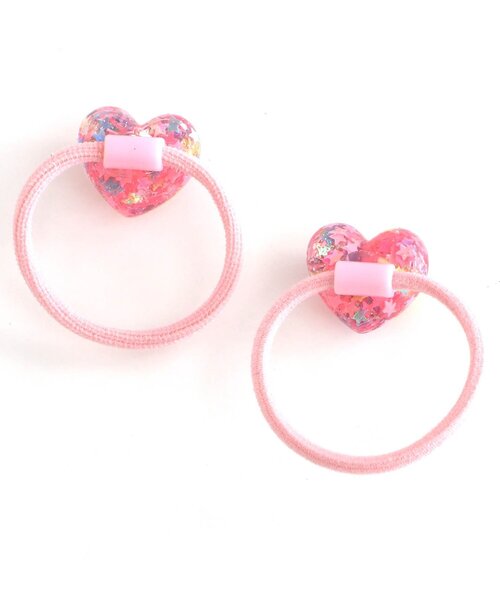 apres les cours(アプレレクール)の「カラフルラメハートミニヘアゴム2個セット(ヘアゴム・キッズ・レインボー・FREE)」の4枚目の写真