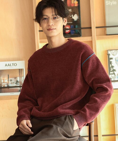 THE SHOP TK (ザ ショップ ティーケー )の「◆【ハグするニット】モールニットクルーネック 親子リンク/ユニセックス(ニット/セーター・メンズ・ネイビー/ボルドー/チャコールグレー/オフホワイト/ブルーグリーン/ブラウン系・04/03/02/01)」の6枚目の写真