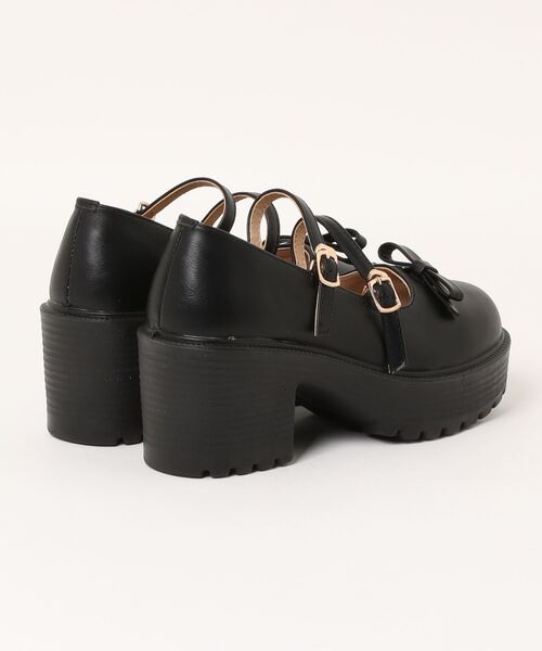 Shoes in Closet（シューズインクローゼット）の「【新色追加】軽量厚底 ヒールアップ 2WAYストラップ リボン メリージェーン  6942（ドレスシューズ・レディース・ブラック/ブラック系その他/アイボリー・XS/S/M/L/LL/3L）」の4枚目の写真