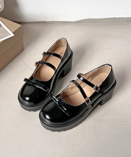 Shoes in Closet（シューズインクローゼット）の「【新色追加】軽量厚底 ヒールアップ 2WAYストラップ リボン メリージェーン  6942（ドレスシューズ・レディース・ブラック/ブラック系その他/アイボリー・XS/S/M/L/LL/3L）」の15枚目の写真