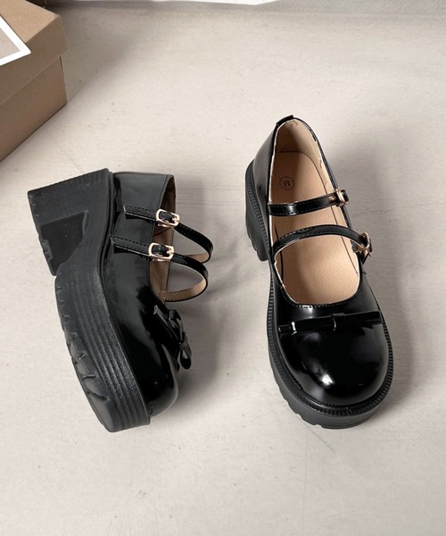Shoes in Closet（シューズインクローゼット）の「【新色追加】軽量厚底 ヒールアップ 2WAYストラップ リボン メリージェーン  6942（ドレスシューズ・レディース・ブラック/ブラック系その他/アイボリー・XS/S/M/L/LL/3L）」の16枚目の写真