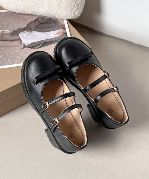 Shoes in Closet（シューズインクローゼット）の「【新色追加】軽量厚底 ヒールアップ 2WAYストラップ リボン メリージェーン  6942（ドレスシューズ・レディース・ブラック/ブラック系その他/アイボリー・XS/S/M/L/LL/3L）」の11枚目の写真