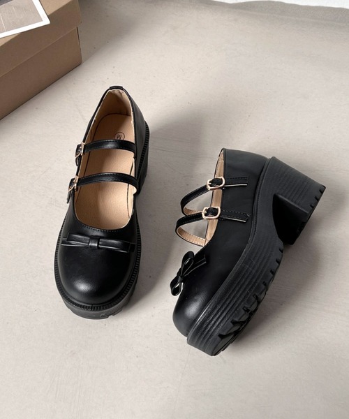 Shoes in Closet（シューズインクローゼット）の「【新色追加】軽量厚底 ヒールアップ 2WAYストラップ リボン メリージェーン  6942（ドレスシューズ・レディース・ブラック/ブラック系その他/アイボリー・XS/S/M/L/LL/3L）」の12枚目の写真
