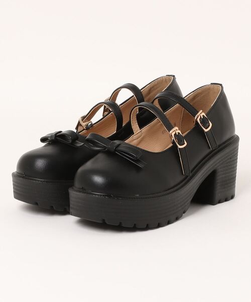 Shoes in Closet（シューズインクローゼット）の「【新色追加】軽量厚底 ヒールアップ 2WAYストラップ リボン メリージェーン  6942（ドレスシューズ・レディース・ブラック/ブラック系その他/アイボリー・XS/S/M/L/LL/3L）」の6枚目の写真