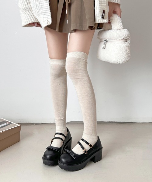 Shoes in Closet（シューズインクローゼット）の「【新色追加】軽量厚底 ヒールアップ 2WAYストラップ リボン メリージェーン  6942（ドレスシューズ・レディース・ブラック/ブラック系その他/アイボリー・XS/S/M/L/LL/3L）」の9枚目の写真