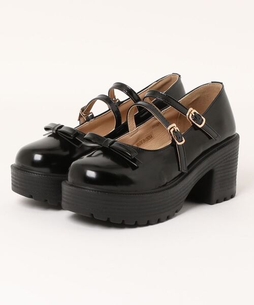 Shoes in Closet（シューズインクローゼット）の「【新色追加】軽量厚底 ヒールアップ 2WAYストラップ リボン メリージェーン  6942（ドレスシューズ・レディース・ブラック/ブラック系その他/アイボリー・XS/S/M/L/LL/3L）」の7枚目の写真