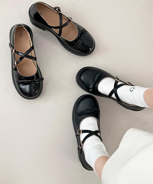 Shoes in Closet（シューズインクローゼット）の「【新色追加】軽量厚底 ヒールアップ 2WAYストラップ リボン メリージェーン  6942（ドレスシューズ・レディース・ブラック/ブラック系その他/アイボリー・XS/S/M/L/LL/3L）」の20枚目の写真