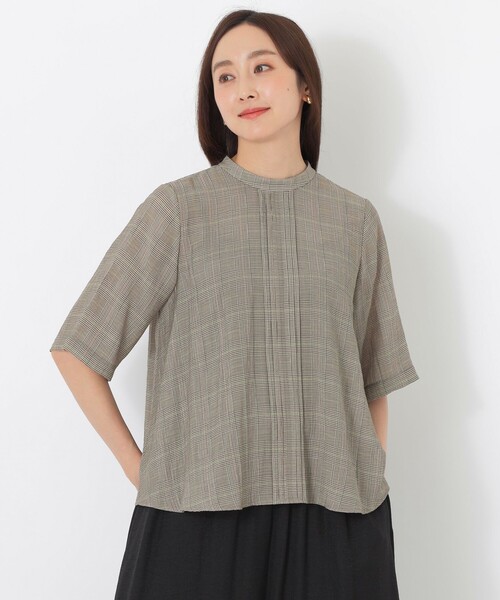S.ESSENTIALS(エスエッセンシャルズ)の「ピンタックシアーブラウス(シャツ/ブラウス・レディース・ブラウン系その他/ダークネイビー・38)」の1枚目の写真