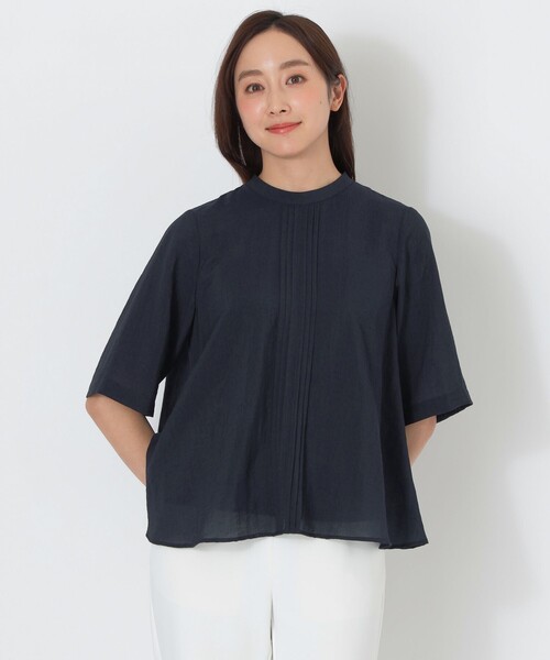 S.ESSENTIALS(エスエッセンシャルズ)の「ピンタックシアーブラウス(シャツ/ブラウス・レディース・ブラウン系その他/ダークネイビー・38)」の2枚目の写真