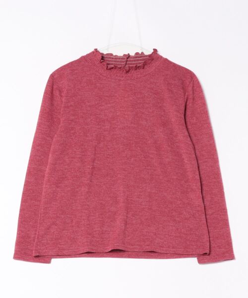 BELLUNA PLUS（ベルーナ）の「杢調素材シャーリング使いプルオーバー（Tシャツ/カットソー・レディース・ブラック/コーラル/モカ/グリーン・X-LARGE/LARGE/MEDIUM）」の4枚目の写真