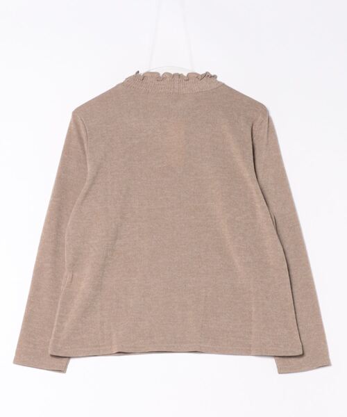 BELLUNA PLUS（ベルーナ）の「杢調素材シャーリング使いプルオーバー（Tシャツ/カットソー・レディース・ブラック/コーラル/モカ/グリーン・X-LARGE/LARGE/MEDIUM）」の5枚目の写真