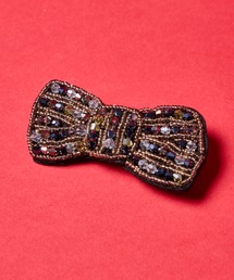 ビーズ刺繍リボンブローチ