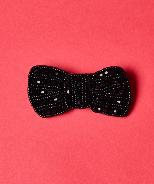 manana suerte（マニャーナスエルテ）の「ビーズ刺繍リボンブローチ（ブローチ/コサージュ・レディース・ブラック/その他・FREE）」の2枚目の写真