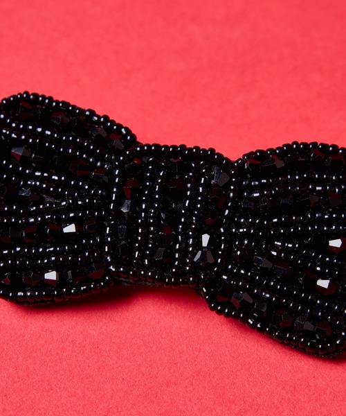 manana suerte（マニャーナスエルテ）の「ビーズ刺繍リボンブローチ（ブローチ/コサージュ・レディース・ブラック/その他・FREE）」の3枚目の写真