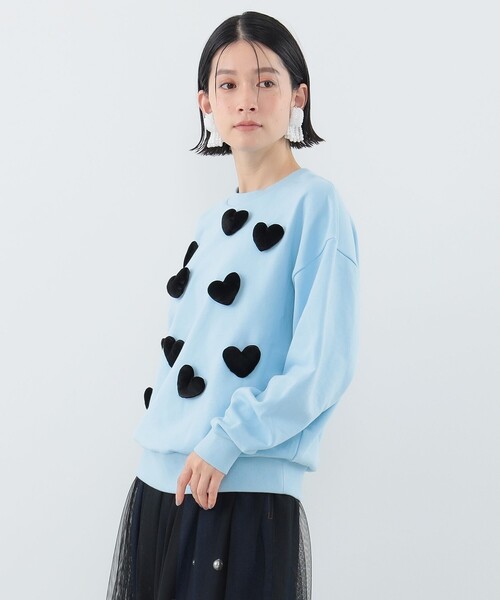CAROLINA GLASER（カロリナ グレイサー）の「ハートモチーフ スウェット（スウェット・レディース・サックスブルー/ブラック・ONE SIZE）」の8枚目の写真