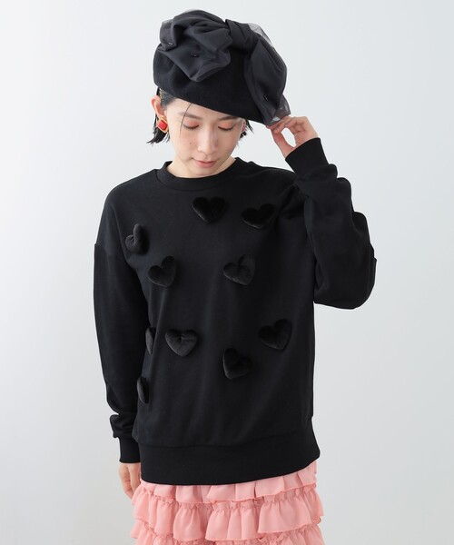 CAROLINA GLASER（カロリナ グレイサー）の「ハートモチーフ スウェット（スウェット・レディース・サックスブルー/ブラック・ONE SIZE）」の12枚目の写真
