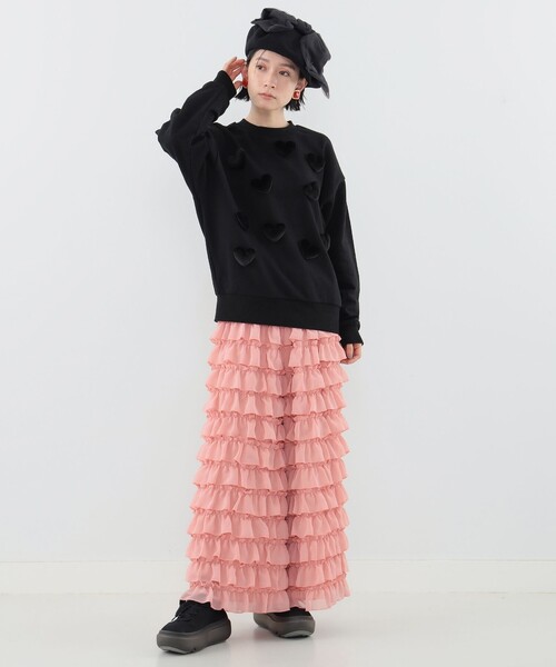 CAROLINA GLASER（カロリナ グレイサー）の「ハートモチーフ スウェット（スウェット・レディース・サックスブルー/ブラック・ONE SIZE）」の15枚目の写真