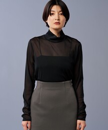 トリコットシフォン ハイネック カットソー(uncrave STANDARD)
