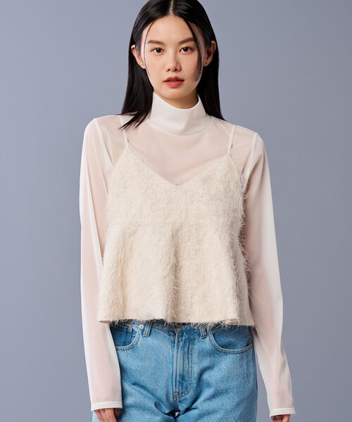 uncrave(アンクレイヴ)の「トリコットシフォン ハイネック カットソー(uncrave STANDARD)(Tシャツ/カットソー・レディース・ホワイト系/ブラック系/ライトグレー系/グレー系/ベージュ系・1/2)」の8枚目の写真