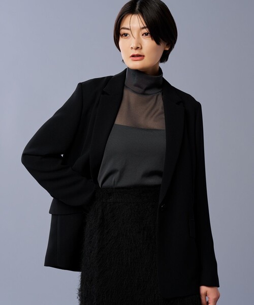 uncrave(アンクレイヴ)の「トリコットシフォン ハイネック カットソー(uncrave STANDARD)(Tシャツ/カットソー・レディース・ホワイト系/ブラック系/ライトグレー系/グレー系/ベージュ系・1/2)」の14枚目の写真