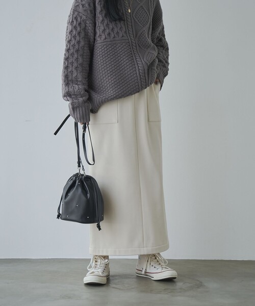 coen(コーエン)の「REVERSEWARM裏起毛ナロースカート(スカート・レディース・ダークグレー/ダークブラウン/ブラック/ナチュラル・L/M)」の4枚目の写真