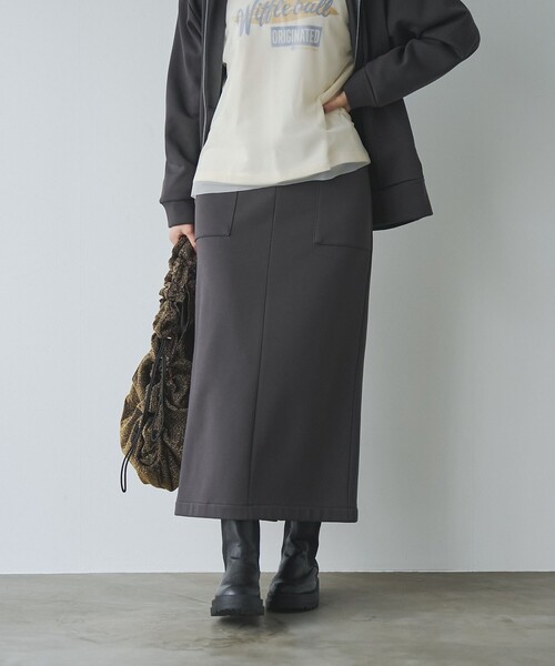 coen(コーエン)の「REVERSEWARM裏起毛ナロースカート(スカート・レディース・ダークグレー/ダークブラウン/ブラック/ナチュラル・L/M)」の2枚目の写真