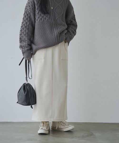 coen(コーエン)の「REVERSEWARM裏起毛ナロースカート(スカート・レディース・ダークグレー/ダークブラウン/ブラック/ナチュラル・L/M)」の5枚目の写真