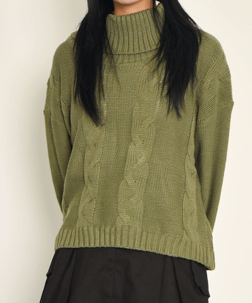 グレー ケーブル編み タートルネックスヌード⭐️used美品⭐️かぐれ fit=scale-down,w=1200