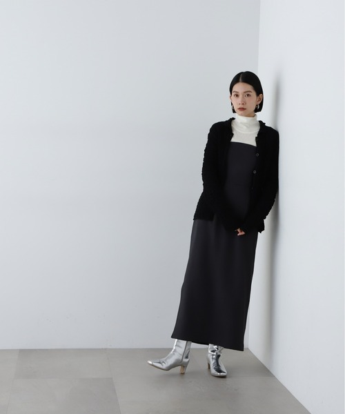 N.（N. Natural Beauty Basic）（エヌエヌナチュラルビューティーベーシック）の「◆ふくれシャーリング襟付きニットカーディガン（カーディガン/ボレロ・レディース・オフホワイト/レモンイエロー/ブラック・MEDIUM）」の17枚目の写真