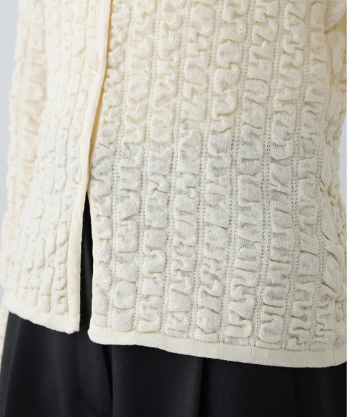 N.（N. Natural Beauty Basic）（エヌエヌナチュラルビューティーベーシック）の「◆ふくれシャーリング襟付きニットカーディガン（カーディガン/ボレロ・レディース・オフホワイト/レモンイエロー/ブラック・MEDIUM）」の14枚目の写真