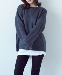 【Bl】【Bling leads】クルーネックモヘアタッチオーバーサイズプルオーバー