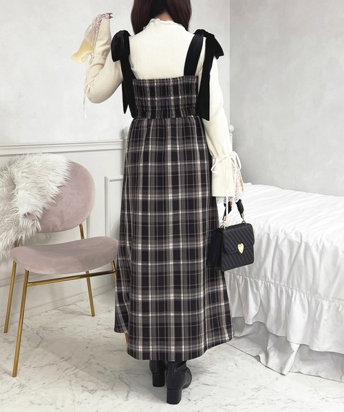 apres jour(アプレジュール)の「肩リボンチェックワンピース【ZOZOTOWN限定アイテム】(ワンピース・レディース・ベージュ/ブラウン系その他/ボルドー/ブラック・X-LARGE/フリー)」の11枚目の写真
