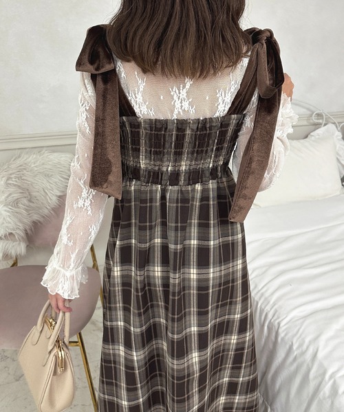 Rirandture】25ss＊ハイネックチェックワンピース バックリボン 2