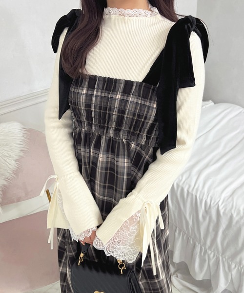 セール】肩リボンチェックワンピース【ZOZOTOWN限定アイテム