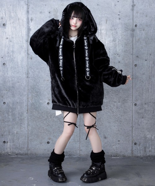 REFLEM ウサ耳ファーコート ブラック REFLEM ブルゾン アウター 「REFLEM/レフレム」うさ耳BIGファー