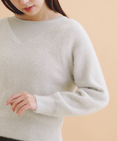 セール】シアーレイヤードフェザーヤーンニット【洗濯機洗い可