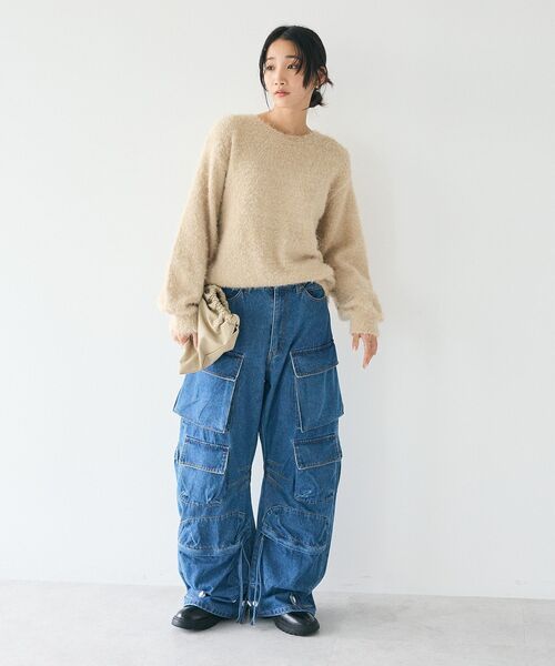 CRAFT STANDARD BOUTIQUE（クラフトスタンダードブティック）の「【SET】ビスチェ付きシャギーニットプルオーバー（ニット/セーター・レディース・ブラック/ベージュ/グレー・FREE）」の8枚目の写真