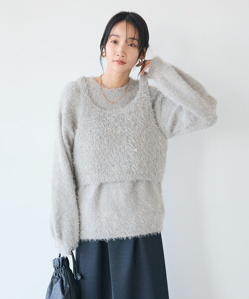 CRAFT STANDARD BOUTIQUE（クラフトスタンダードブティック）の「【SET】ビスチェ付きシャギーニットプルオーバー（ニット/セーター・レディース・ブラック/ベージュ/グレー・FREE）」の20枚目の写真