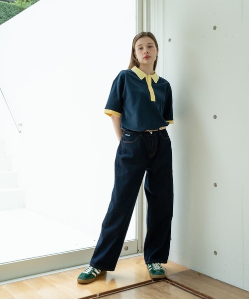 skoool(スクール)の「バイカラーカノコポロシャツ/リンガーデザイン × 配色アクセント(Tシャツ/カットソー・メンズ・ネイビー/アイボリー・LARGE/MEDIUM/SMALL)」の4枚目の写真