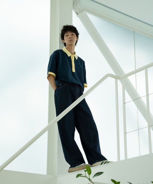skoool(スクール)の「バイカラーカノコポロシャツ/リンガーデザイン × 配色アクセント(Tシャツ/カットソー・メンズ・ネイビー/アイボリー・LARGE/MEDIUM/SMALL)」の7枚目の写真